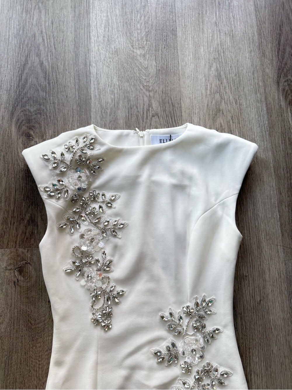 elliatt veda white 3d floral embellished diamante bridal gown maxi dress medium - Picture 9 of 14